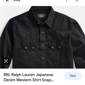 Ralph Lauren Double RL Black Denim Western Button-Down Shirt